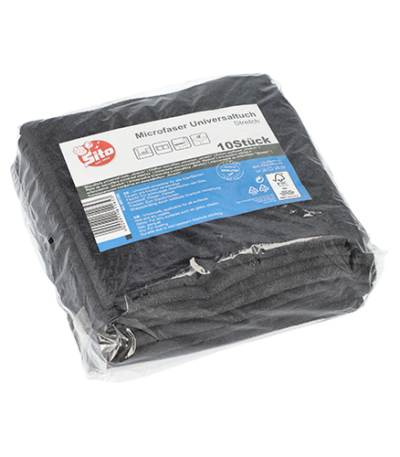 Product foto van Microvezeldoeken zwart 40x40cm set van 10