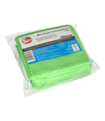 Product foto van Microvezeldoekjes groen 32x32cm set van 5 Profi