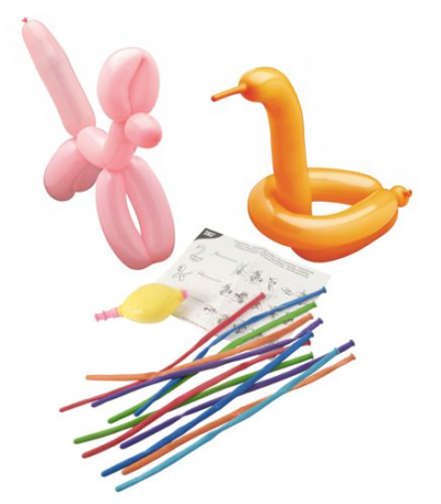 Product foto van Modelleerballonnen set assorti kleuren met pomp 30 stuks