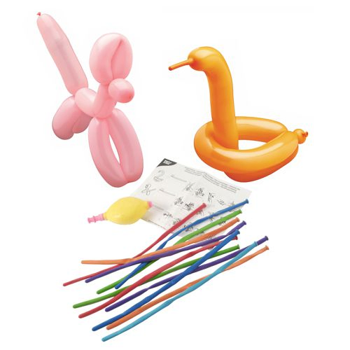 Product foto van Modelleerballonnen set assorti kleuren met pomp 30 stuks
