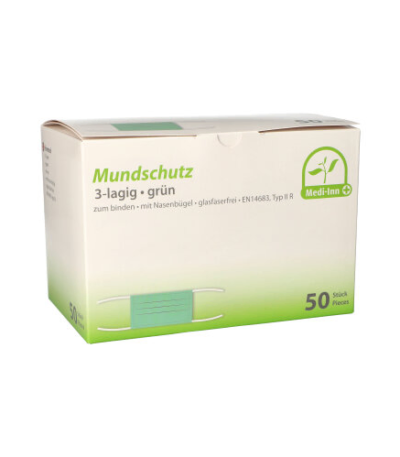 Product foto van Mondkapjes Type IIR 3-laags groen set van 50 Medi-Inn