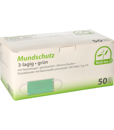 Product foto van Mondkapjes Type IIR groen set van 50 Medi-Inn