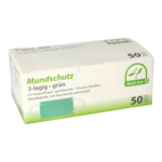 Product foto van Mondmaskers type II 3-laags groen set van 50 Medi-Inn