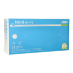 Product foto van Nitril Handschoenen poedervrij wit set van 200 Medi-Inn L