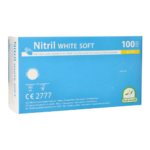 Product foto van Nitril handschoenen poedervrij White Soft wit set van 100 Maat S