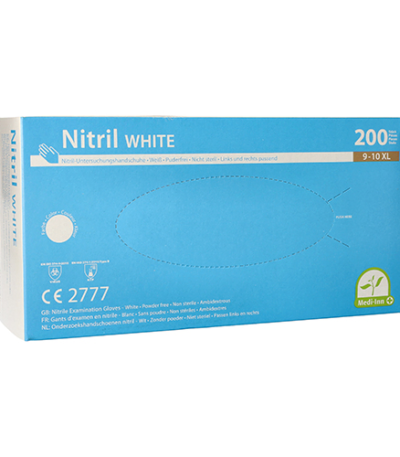 Product foto van Nitril handschoenen poedervrij White wit maat XL 200 Medi-Inn