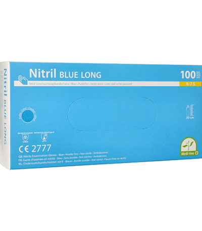 Product foto van Nitril handschoenen poedervrij blauw Maat S set van 100 Medi-Inn