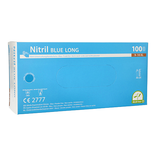 Product foto van Nitril handschoenen poedervrij blauw Maat XL set van 100 Medi-Inn