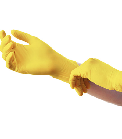 Product foto van Nitril handschoenen poedervrij geel Maat XL set van 100 Medi-Inn Classic