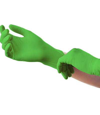 Product foto van Nitril handschoenen poedervrij lime Maat XL set van 100 Medi-Inn