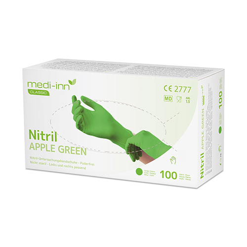 Product foto van Nitril handschoenen poedervrij lime set van 100 Medi-Inn Classic M