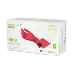 Product foto van Nitril handschoenen poedervrij rood L set van 100 Medi-Inn