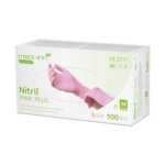 Product foto van Nitril handschoenen poedervrij roze set van 100 Medi-Inn Classic M