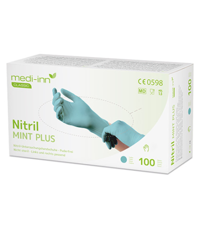 Product foto van Nitrile Handschoenen poedervrij mint set van 100 Medi-Inn Classic L