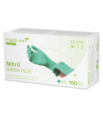 Product foto van Nitrile handschoenen poedervrij Green Plus groen XL set van 100
