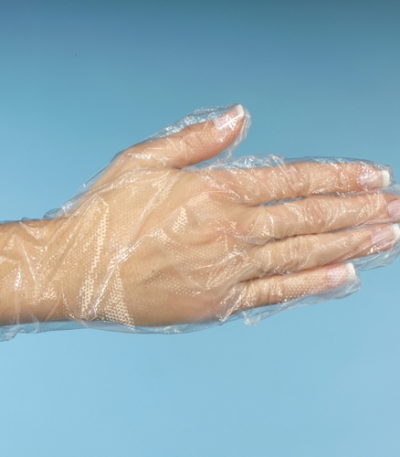 Product foto van PE Handschoenen dames transparant set van 500 WORK-INN M