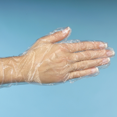 Product foto van PE Handschoenen dames transparant set van 500 WORK-INN M