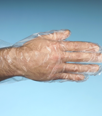 Product foto van PE Handschoenen transparant heren L set van 500 WORK-INN