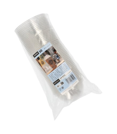 Product foto van PET deksels rond glashelder set van 50 9cm