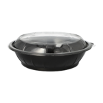 Product foto van PET saladeschalen zwart met deksels set van 25 1000ml Snap It