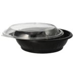 Product foto van PET saladeschalen zwart met deksels set van 25 1000ml Snap It