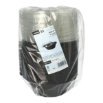 Product foto van PET saladeschalen zwart set van 25 600ml Snap It