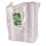 Product foto van PLA Saladeschalen met deksels wit set van 50 375ml