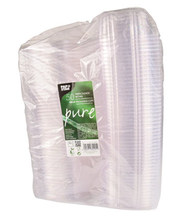 Product foto van PLA Saladeschalen met deksels wit set van 50 500ml