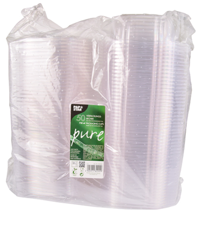 Product foto van PLA Saladeschalen met deksels wit set van 50 750ml