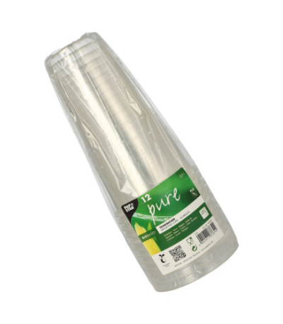 Product foto van PLA drinkbekers glashelder 500ml set van 12