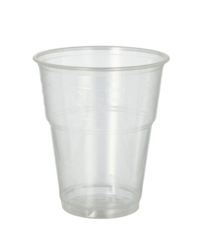 Product foto van PLA drinkbekers glashelder met schuimkraag set van 70 300ml