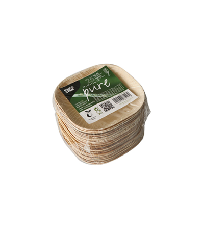 Product foto van Palmbblad borden hoekig 10x10cm set van 25