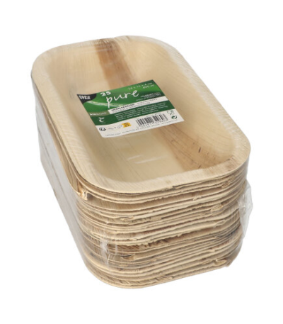 Product foto van Palmblad Menubakken hoekig 400ml set van 25