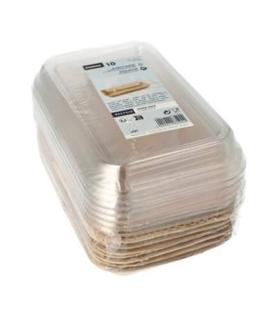 Product foto van Palmblad Schalen met deksels 400ml set van 10