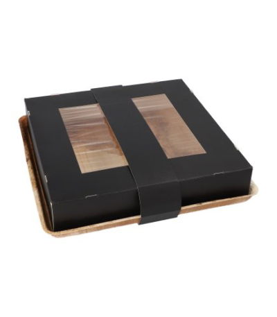 Product foto van Palmblad dienbladen hoekig met deksel en band set van 25