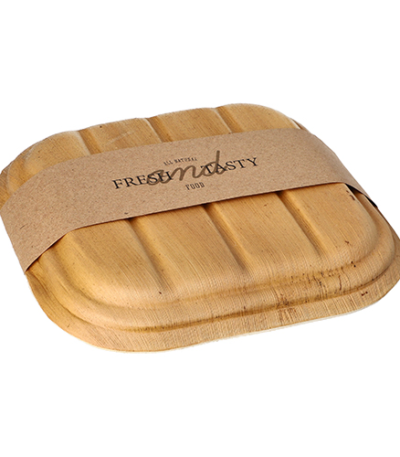 Product foto van Palmblad dienbladen met deksel en sleeve set van 10