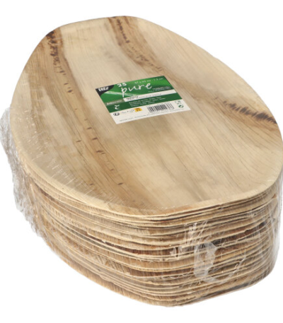 Product foto van Palmblad dienbladen ovaal set van 25 37x25x3cm