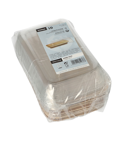 Product foto van Palmblad schalen met deksels 200ml set van 10