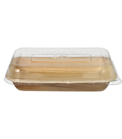 Product foto van Palmblad schalen met deksels 200ml set van 10