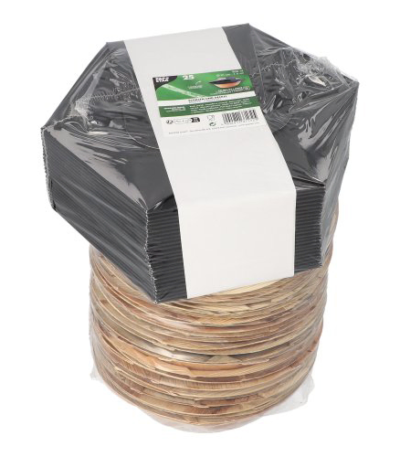 Product foto van Palmblad schalen natur/schwarz met Flower-Lid set van 25