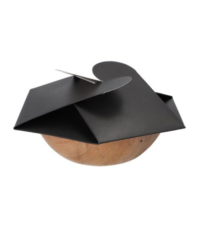 Product foto van Palmblad schalen natur/schwarz met Flower-Lid set van 25