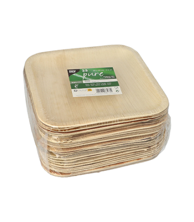 Product foto van Palmbordjes karton hoekig 20x20 cm set van 25