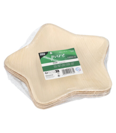 Product foto van Palmbordjes karton ster wit set van 6