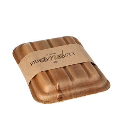 Product foto van Palmhout dienbladen met deksel en sleeve set van 10