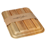 Product foto van Palmhouten dienbladen 2-vaks met deksel en sleeve set van 10