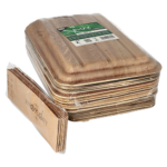 Product foto van Palmhouten dienbladen 2-vaks met deksel en sleeve set van 10