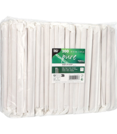 Product foto van Papieren Bubble Tea rietjes bruin set van 200