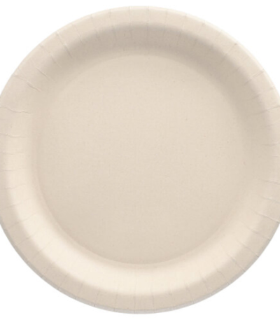 Product foto van Papieren borden agrarisch restmateriaal wit rond 26 cm set van 50