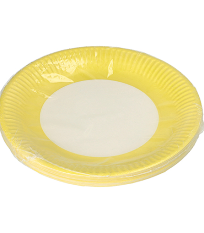 Product foto van Papieren borden karton geel set van 20