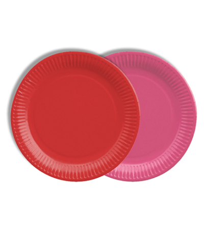 Product foto van Papieren borden karton rond assorti kleuren set van 12